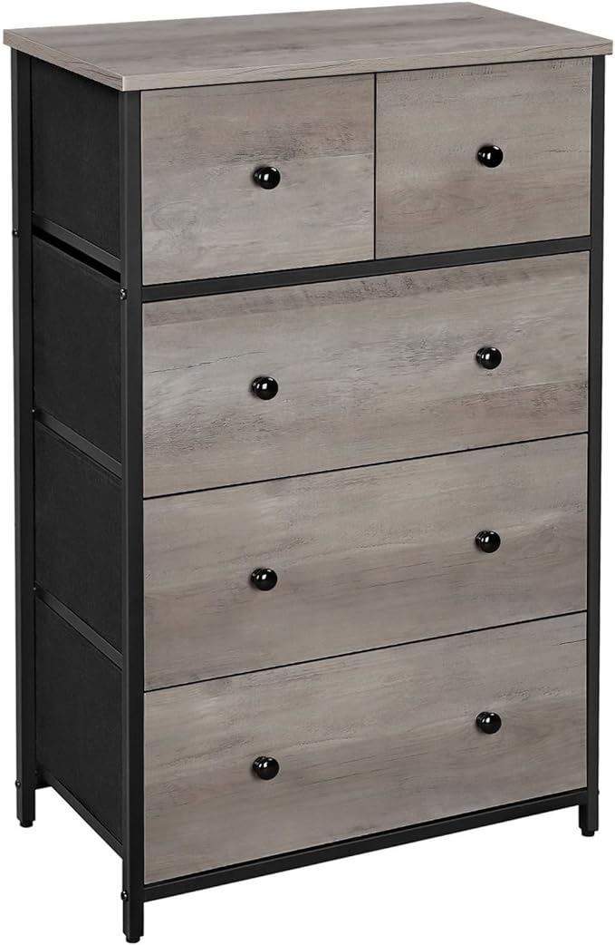 Storage Tower with 5 Fabric Drawers, Dresser Unit, for-living-room, Hallway-nursery